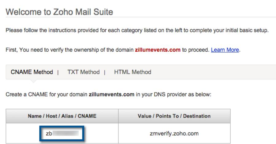 setup zohomail with cpanel