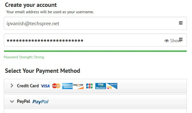 IPVanish Coupon discount select payment method