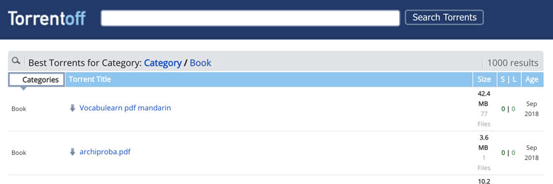 torrent search for ebooks